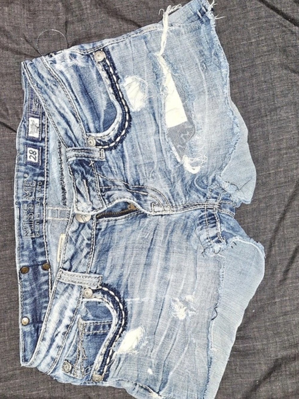 Miss Me Distressed Embellished Denim Jean Shorts Waist 28